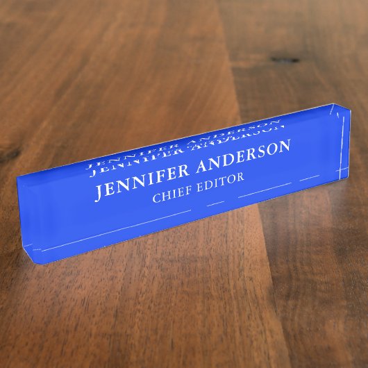 Ultramarine Blue Professional Modern Plain Naambordje (Zijkant)