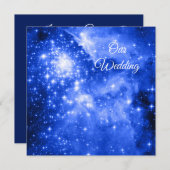 Ultramarine Blue Stars Cosmic Wedding Kaart (Voorkant / Achterkant)