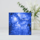 Ultramarine Blue Stars Cosmic Wedding Kaart (Staand voorkant)