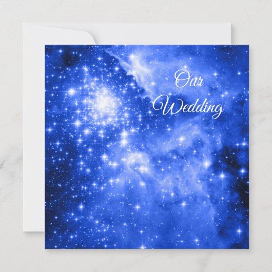 Ultramarine Blue Stars Cosmic Wedding Kaart (Voorkant)