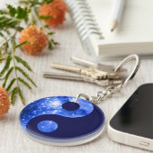 Ultramarine en Navy Blue Stars Yin Yang Symbol Sleutelhanger (Voorkant Rechts)