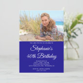 Ultramarine en wit Elegant Script 40e verjaardag Kaart (Staand voorkant)