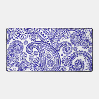 Ultramarine Paisley Floral Swirl Bureaumat