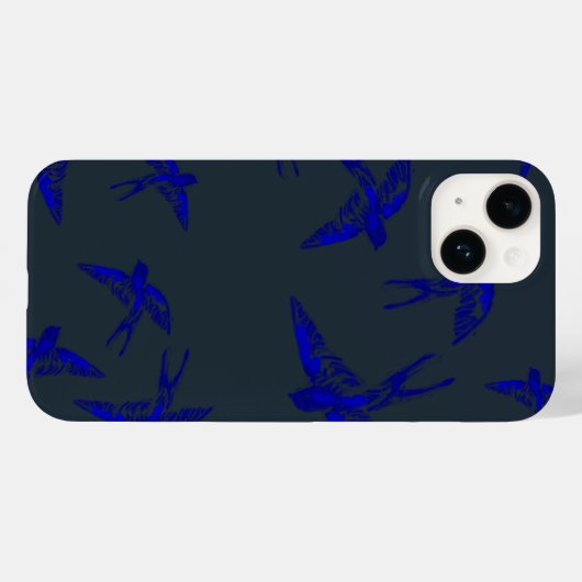 Ultramarine Swallow iPhone 14 Hoesje (Achterkant (horizontaal))