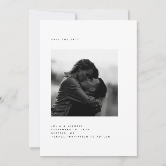 Ultraminimalistische moderne foto's slaan de datum bedankkaart (Voorkant)