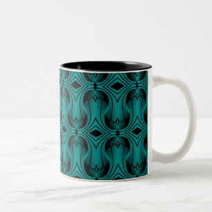 Ultramod Art Deco-Mok, Blauwgroen Tweekleurige Koffiemok
