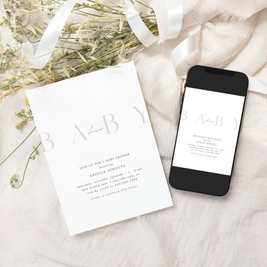 Ultramodern minimaal Bleek Roos Baby shower Kaart