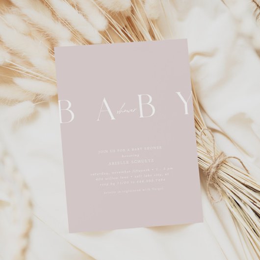 Ultramodern minimaal Bleek roze Baby shower Kaart