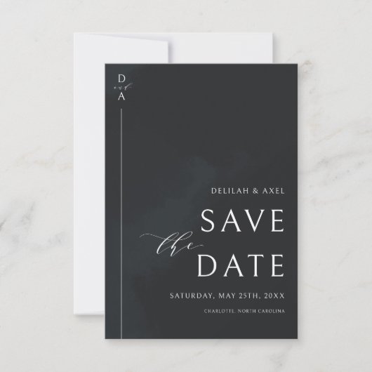 Ultramodern Minimaal zwart-wit sparen de datum Save The Date (Voorkant)