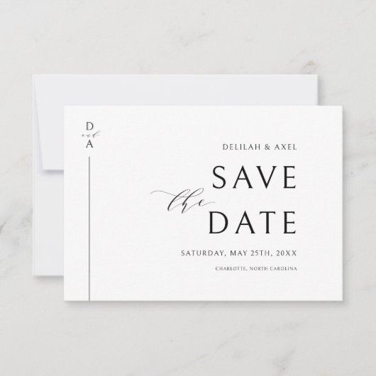 Ultramodern Minimaal zwart-wit sparen de datum Save The Date (Voorkant)