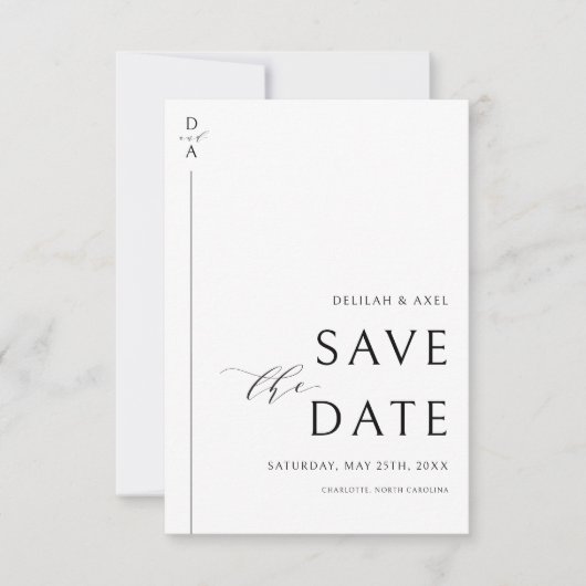 Ultramodern Minimaal zwart-wit sparen de datum Save The Date (Voorkant)