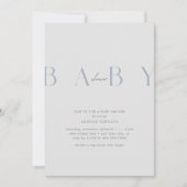 Ultramodern stoffig blauw Baby shower Kaart (Voorkant)