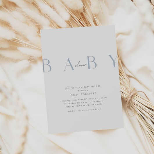 Ultramodern stoffig blauw Baby shower Kaart