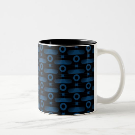 Ultramoderne Abstracte Mok, Royal Blue Tweekleurige Koffiemok (Rechts)