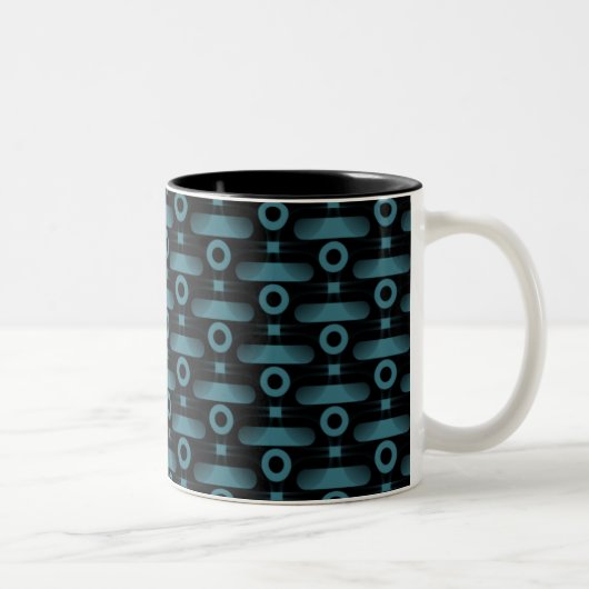 Ultramoderne Abstracte Mok, Turquoise Tweekleurige Koffiemok (Rechts)