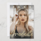 Ultramoderne Afstuderen Gold Brush Script-fotokaar Kaart (Voorkant)