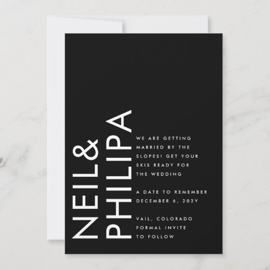 Ultramoderne bewerkbare premium niet-foto vet datu save the date (Achterkant)