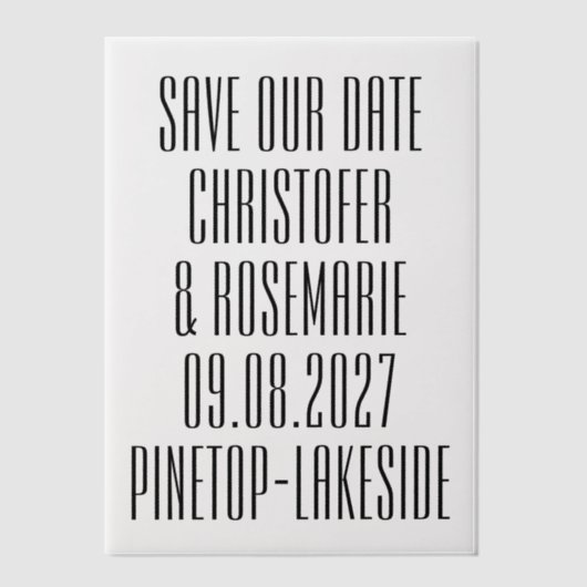 Ultramoderne Big Bold Details Sla de datum op Vellum Uitnodigingen (Voorkant)