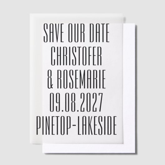 Ultramoderne Big Bold Details Sla de datum op Vellum Uitnodigingen (Offset)