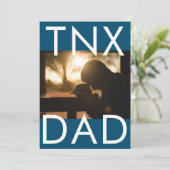 Ultramoderne Blauwe Tekst Vaderdag Foto THX DAD Bedankkaart (Staand voorkant)