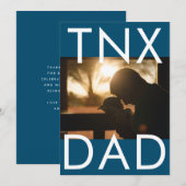 Ultramoderne Blauwe Tekst Vaderdag Foto THX DAD Bedankkaart (Voorkant / Achterkant)