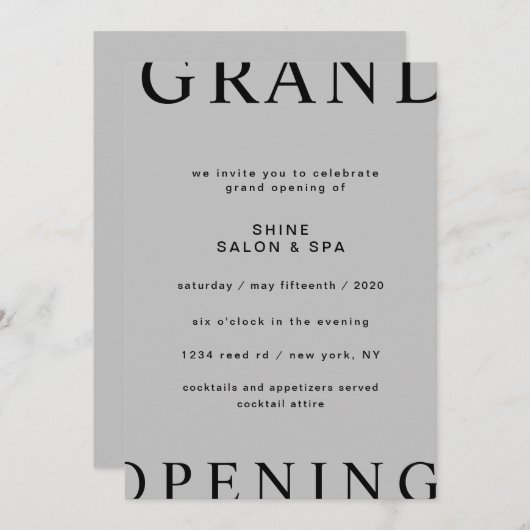 ultramoderne, elegante script grand opening kaart (Voorkant / Achterkant)