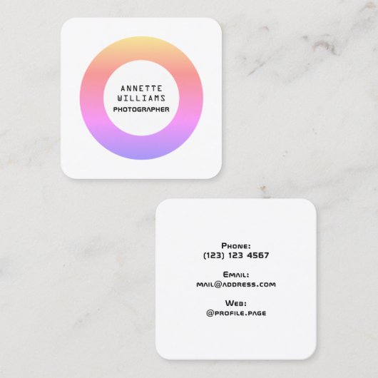 Ultramoderne gradiëntcirkeltechniek geïnspireerd vierkante visitekaartje (Voorkant / Achterkant)