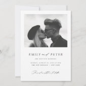 Ultramoderne minimalistische scriptfoto bruiloft save the date (Achterkant)