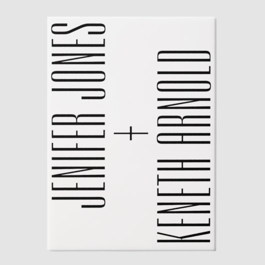 Ultramoderne minimalistische vetgedrukte namen bru vellum uitnodigingen (Voorkant)