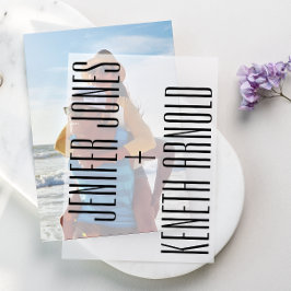 Ultramoderne minimalistische vetgedrukte namen bru vellum uitnodigingen