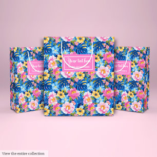 Ultramoderne pastel roze waterverf floral preppy medium cadeauzakje