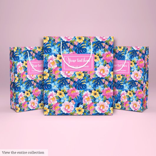 Ultramoderne pastel roze waterverf floral preppy medium cadeauzakje