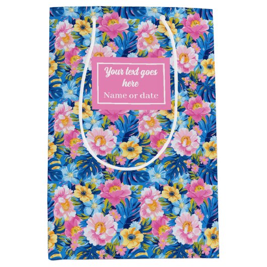 Ultramoderne pastel roze waterverf floral preppy medium cadeauzakje (Voorkant)