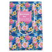 Ultramoderne pastel roze waterverf floral preppy medium cadeauzakje (Achterkant)