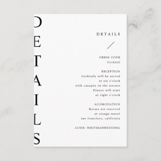 ultramoderne trouwgegevens, bijkomstkaart informatiekaartje (Voorkant)