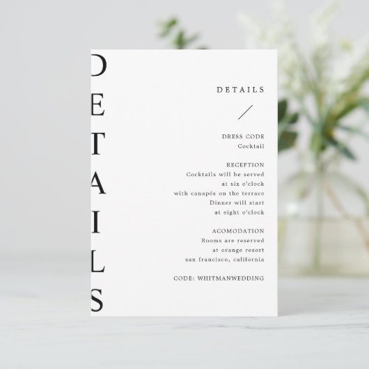 ultramoderne trouwgegevens, bijkomstkaart informatiekaartje (Staand voorkant)