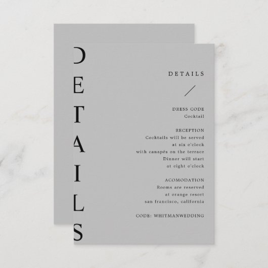 ultramoderne trouwgegevens, bijkomstkaart informatiekaartje (Voorkant / Achterkant)