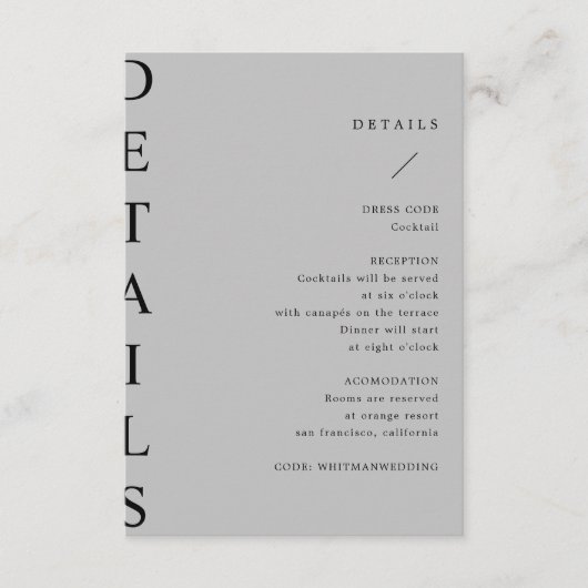 ultramoderne trouwgegevens, bijkomstkaart informatiekaartje (Voorkant)