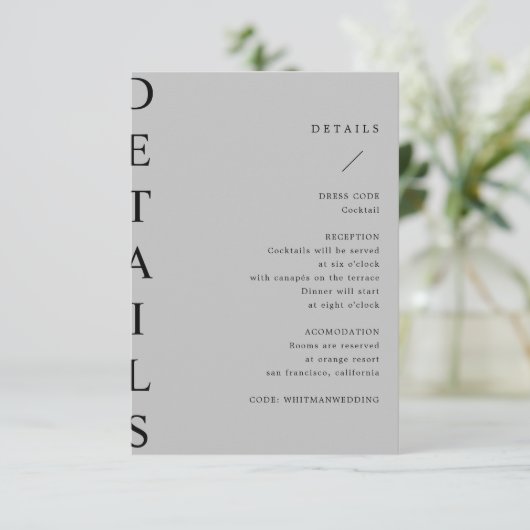 ultramoderne trouwgegevens, bijkomstkaart informatiekaartje (Staand voorkant)