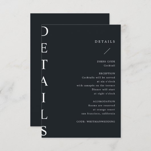 ultramoderne trouwgegevens, bijkomstkaart informatiekaartje (Voorkant / Achterkant)