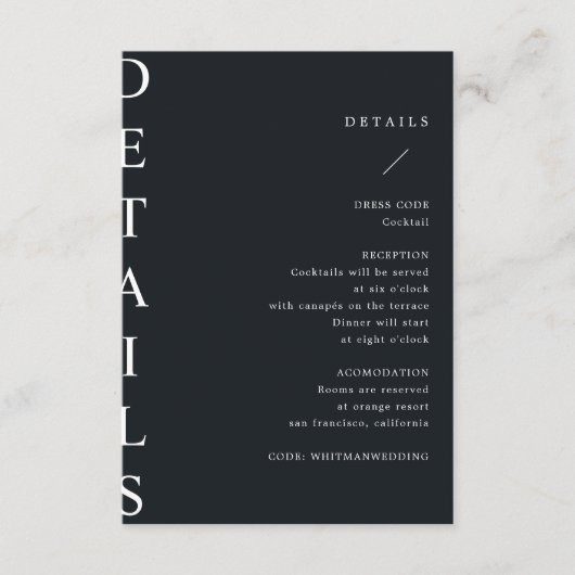 ultramoderne trouwgegevens, bijkomstkaart informatiekaartje (Voorkant)