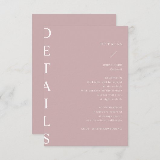 ultramoderne trouwgegevens, bijkomstkaart informatiekaartje (Voorkant / Achterkant)