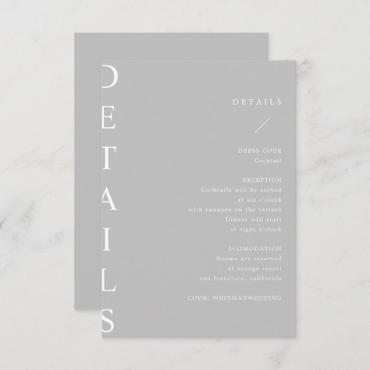 ultramoderne trouwgegevens, bijkomstkaart informatiekaartje (Voorkant / Achterkant)