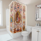 ultraoptische 17e-eeuwse barokafdruk douchegordijn (In situ)