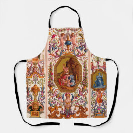 ultraoptische 17e-eeuwse barokafdruk schort