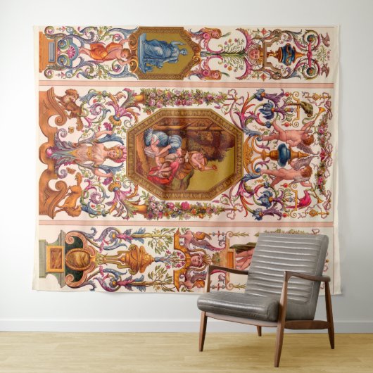 ultraoptische 17e-eeuwse barokafdruk wandkleed (In Situ (horizontaal))