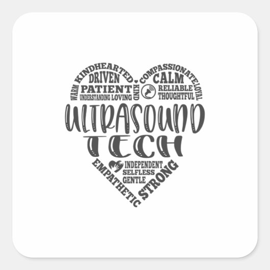 Ultrasone technologie, Sonograaf, UT-leven Vierkante Sticker (Voorkant)