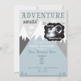 Ultrasound Adventure Mountain Baby shower Invite Kaart