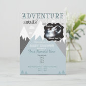 Ultrasound Adventure Mountain Baby shower Invite Kaart (Staand voorkant)