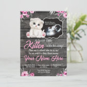 Ultrasound Baby Cat Baby shower Uitnodiging, rusti Kaart (Staand voorkant)